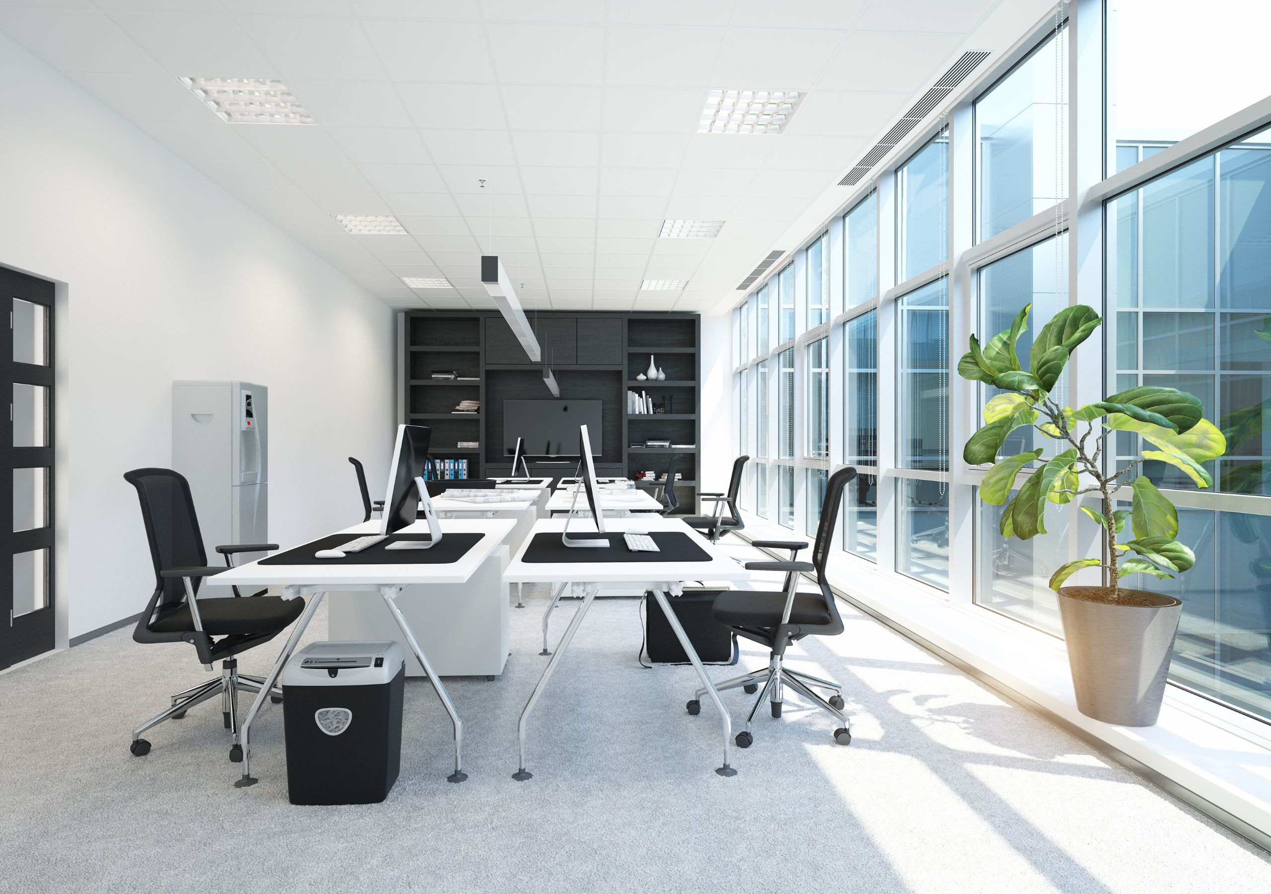 clean office with chair and table setup